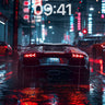 Neon Rain Wallpaper with Reflective Asphalt wallpaper for iPhone, iPad & Mac