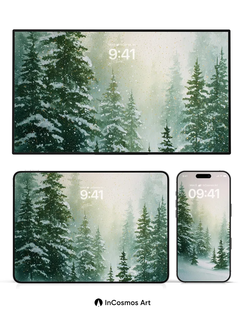 Frosted Silence Wallpaper with Whispering Pines