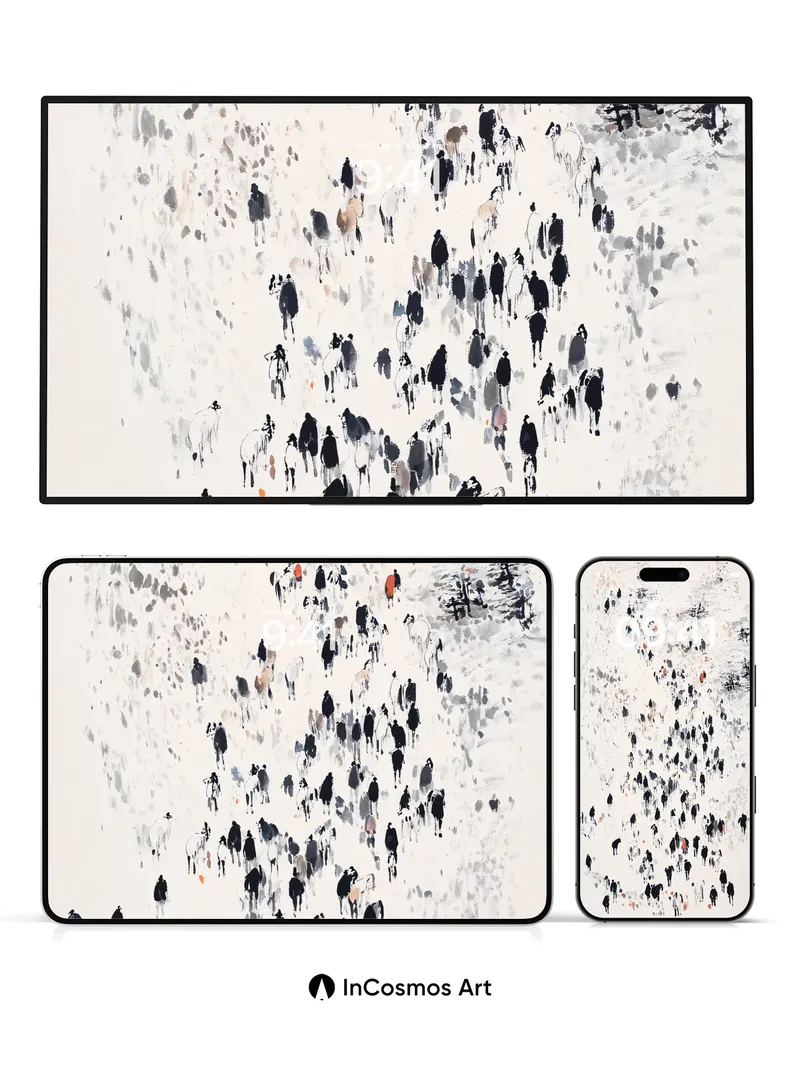 Silent March Wallpaper with Ink-Blot Figures