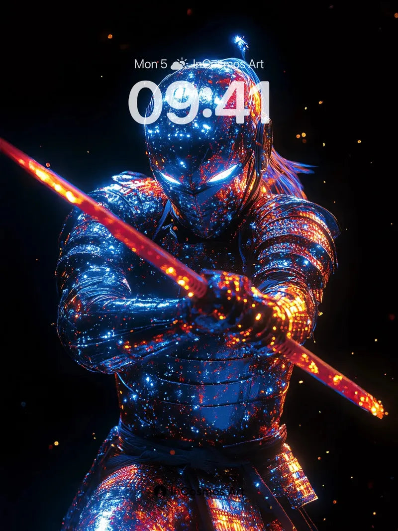 Cosmic Samurai Wallpaper with Starlit Armor