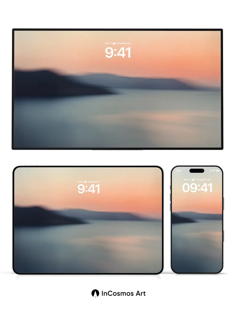 Serenity Horizon Wallpaper with Distant Peaks