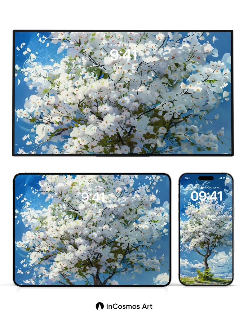 Serene Bloom Wallpaper with Floating Petals