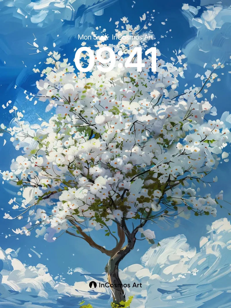 Serene Bloom Wallpaper with Floating Petals