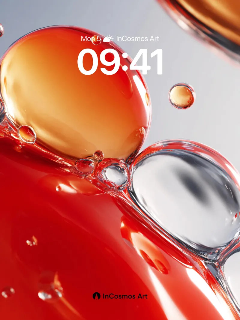 Liquid Ember Wallpaper with Floating Orbs wallpaper for iPhone, iPad & Mac