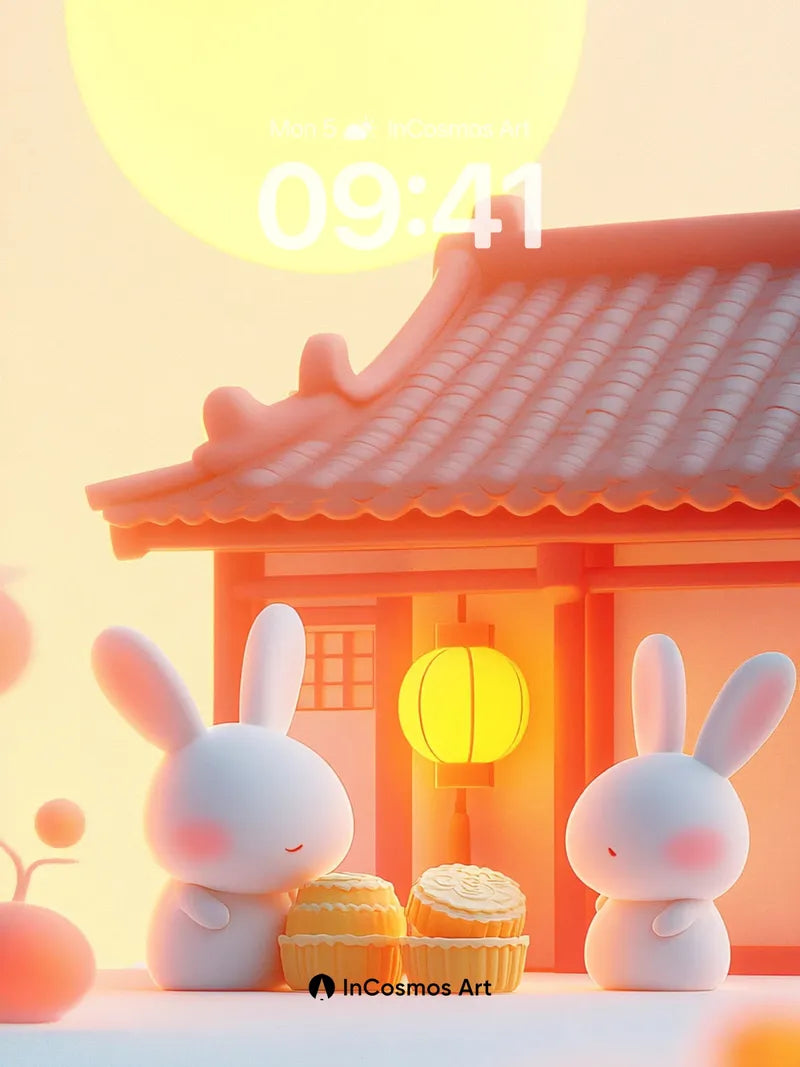 Lunar Hush Wallpaper with Mooncake Whispers wallpaper for iPhone, iPad & Mac