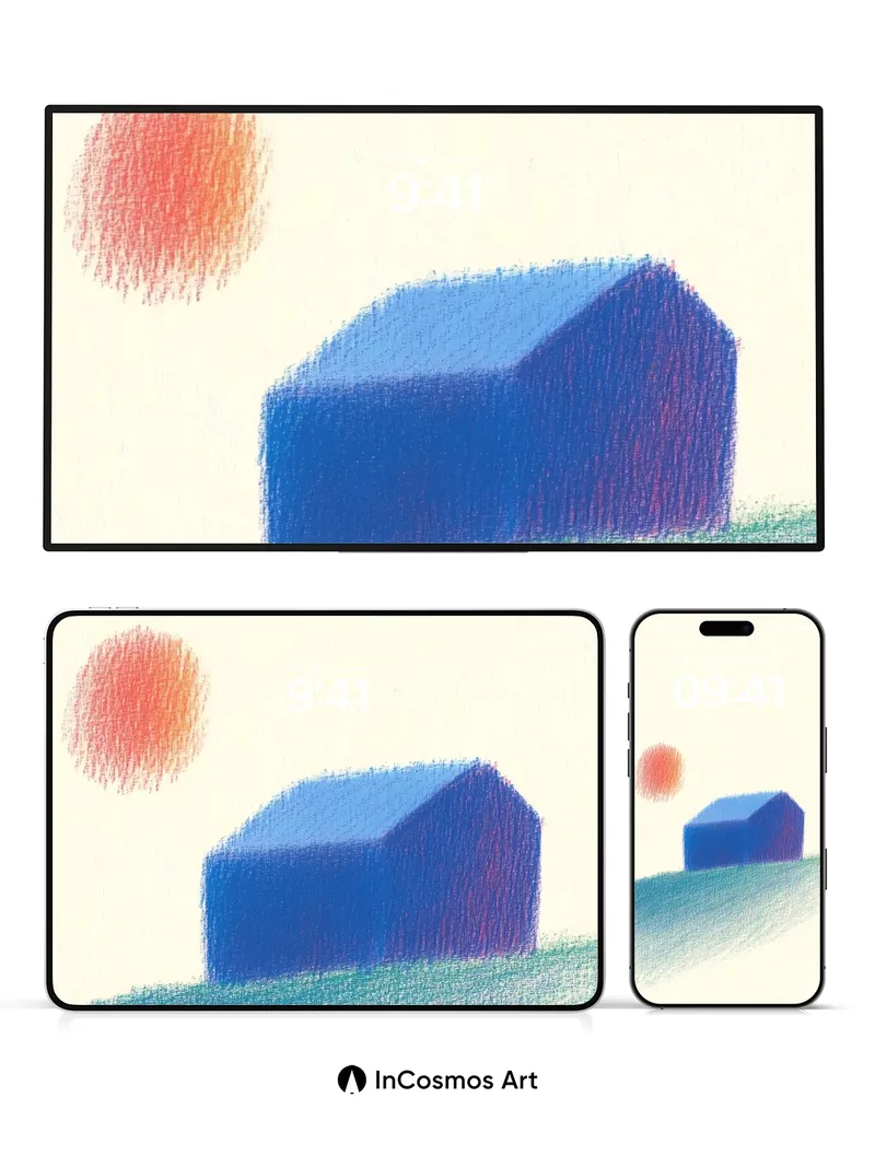 Serenity Blue House Wallpaper with Sunlit Hush