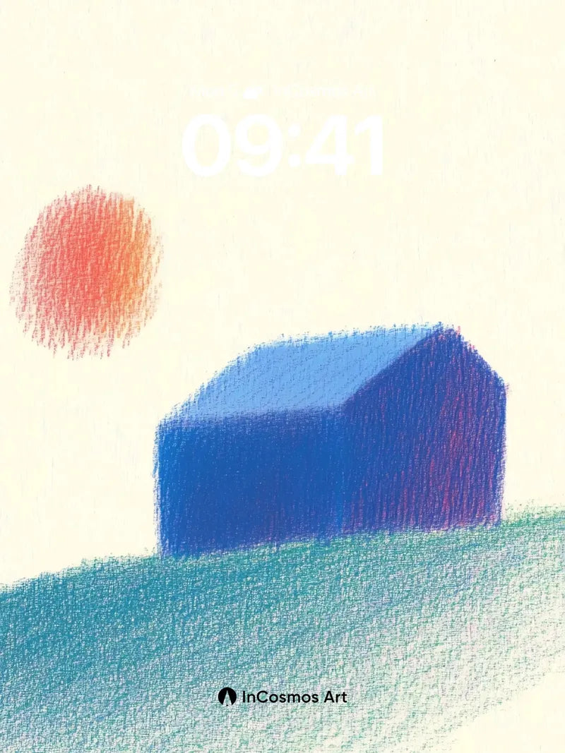 Serenity Blue House Wallpaper with Sunlit Hush