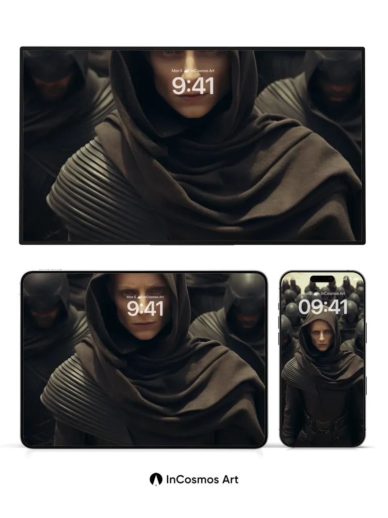 Shadow Command Wallpaper with Hooded Silence