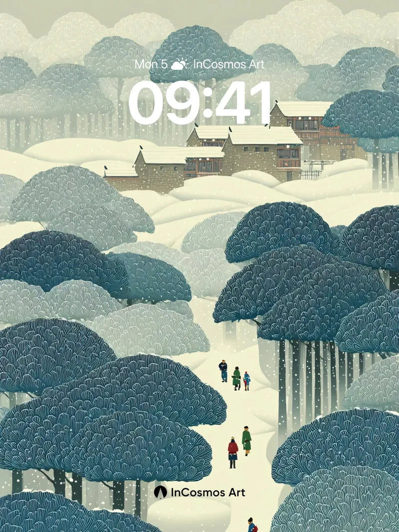 Snowfall Serenity Wallpaper with Whispering Pines