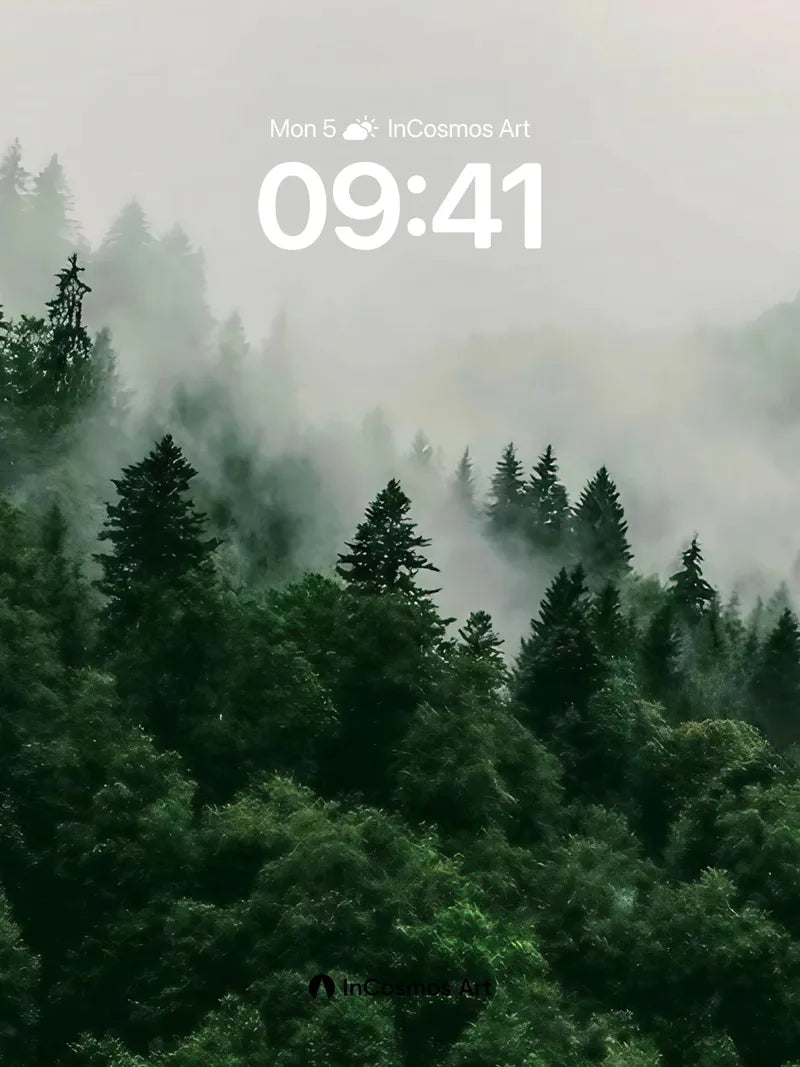 Mist-Weave Forest Wallpaper with Whispering Pines