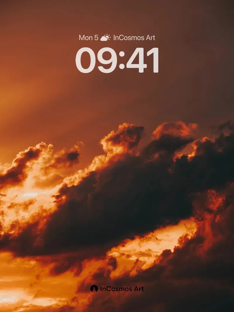 Crimson Horizon Wallpaper with Fiery Clouds