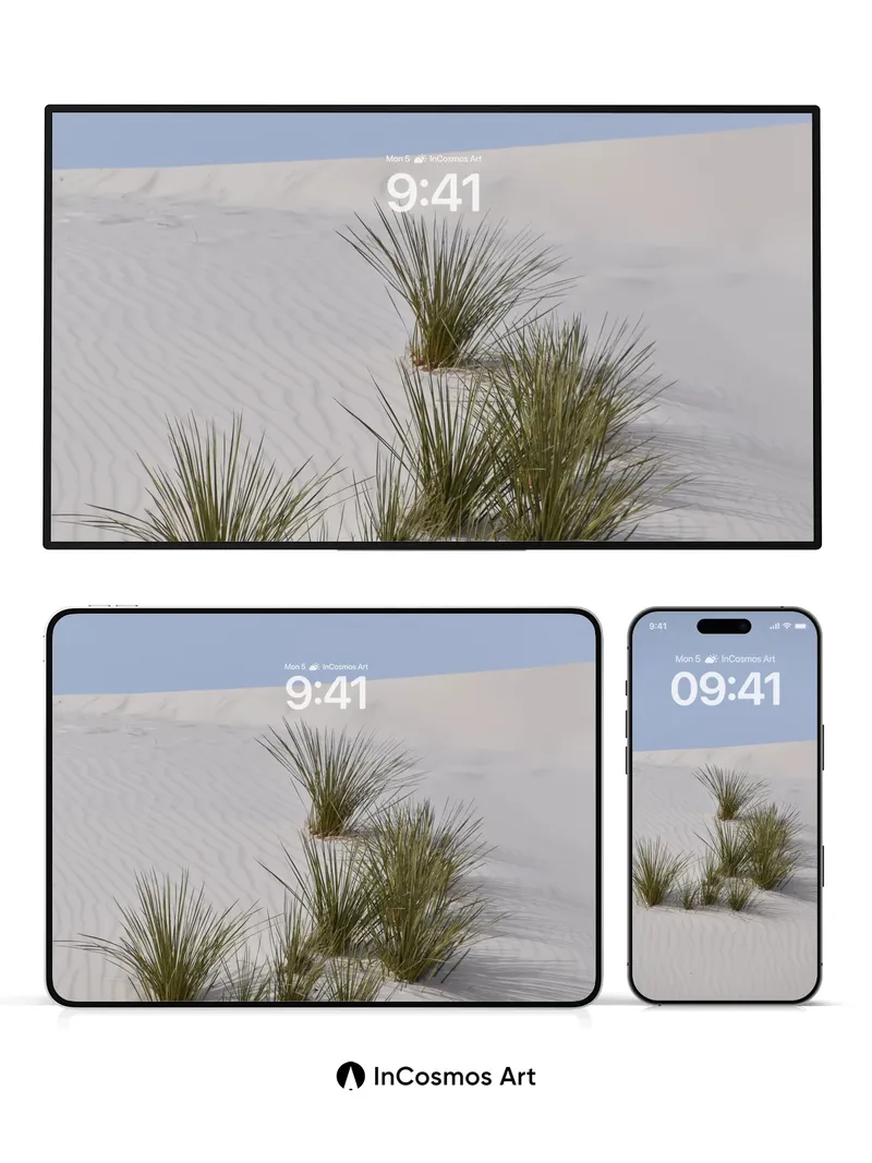 Serenity Dune Wallpaper with Desert Grass Whispers