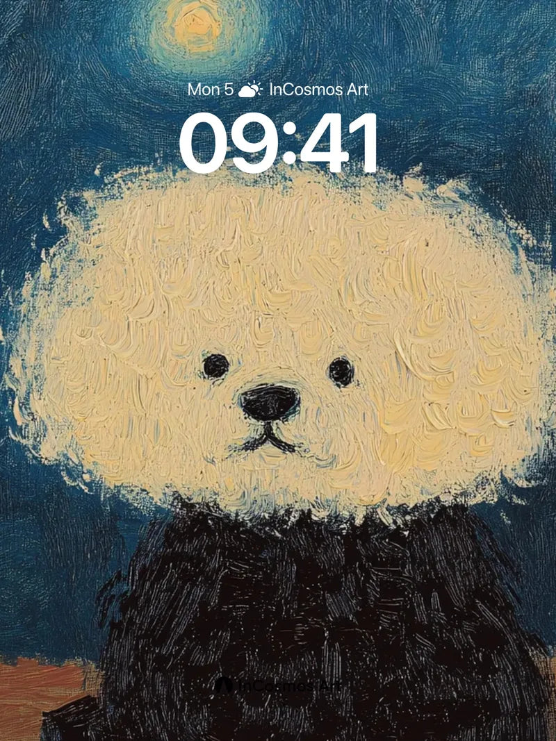 Starry Night Bear Wallpaper with Whimsical Gaze