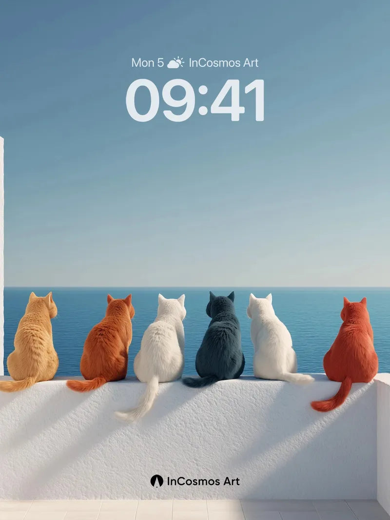 Serene Watchers Wallpaper with Ocean Horizon wallpaper for iPhone, iPad & Mac