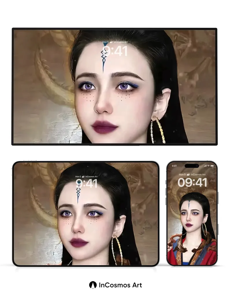 Ethereal Dragon Veil Wallpaper with Celestial Markings