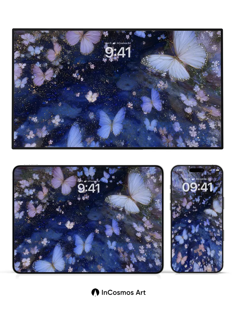 Luminous Reverie Wallpaper with Floating Butterflies