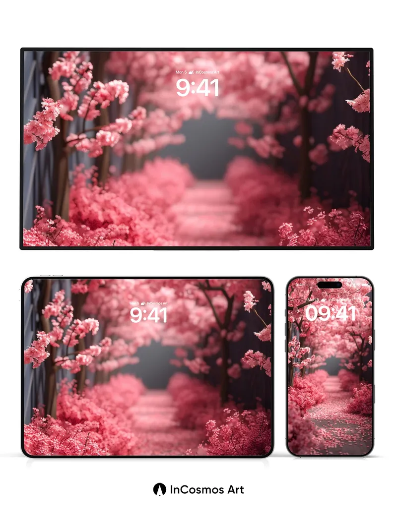 Sakura Veil Wallpaper with Petal Drift