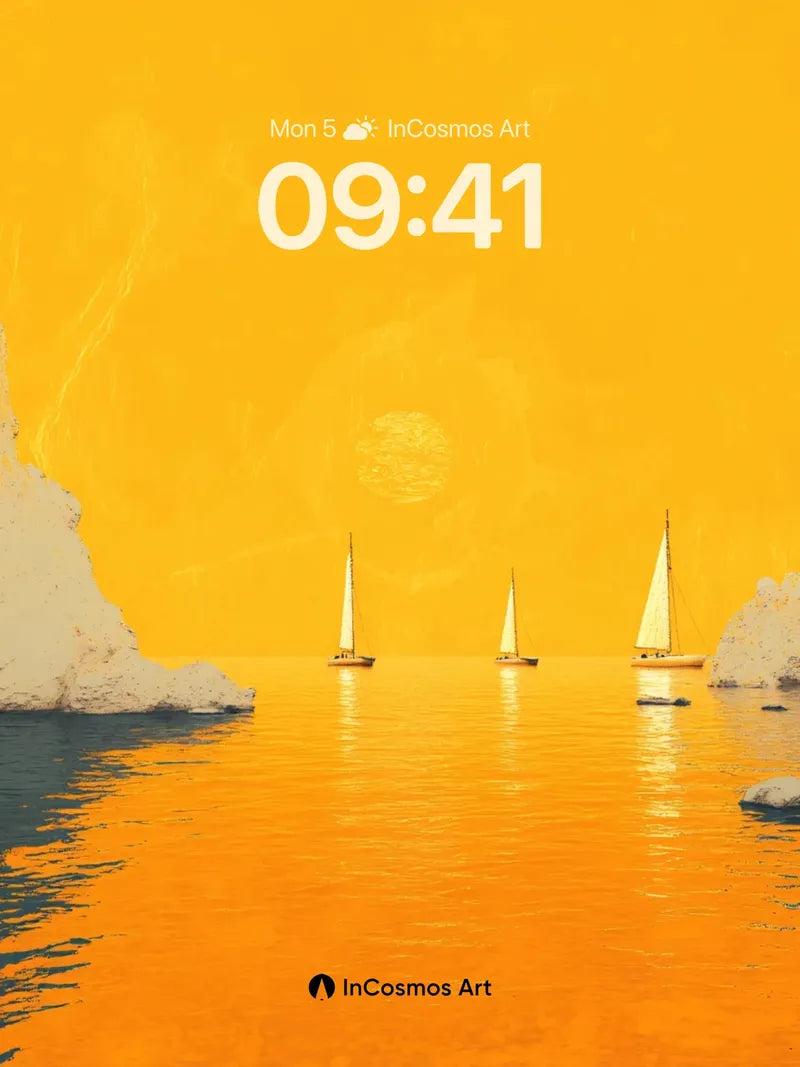 Golden Hush Wallpaper with Floating Sails