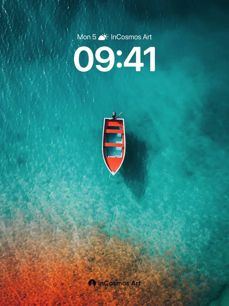 Cerulean Solitude Wallpaper with Crimson Reef