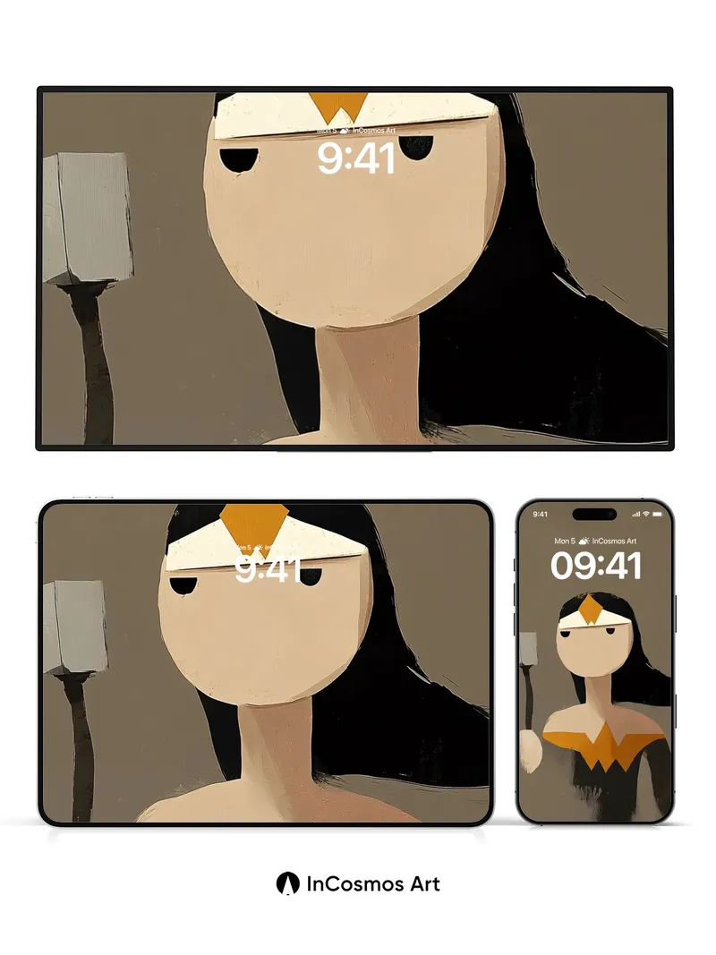 Geometric Grace Wallpaper with Golden Crown