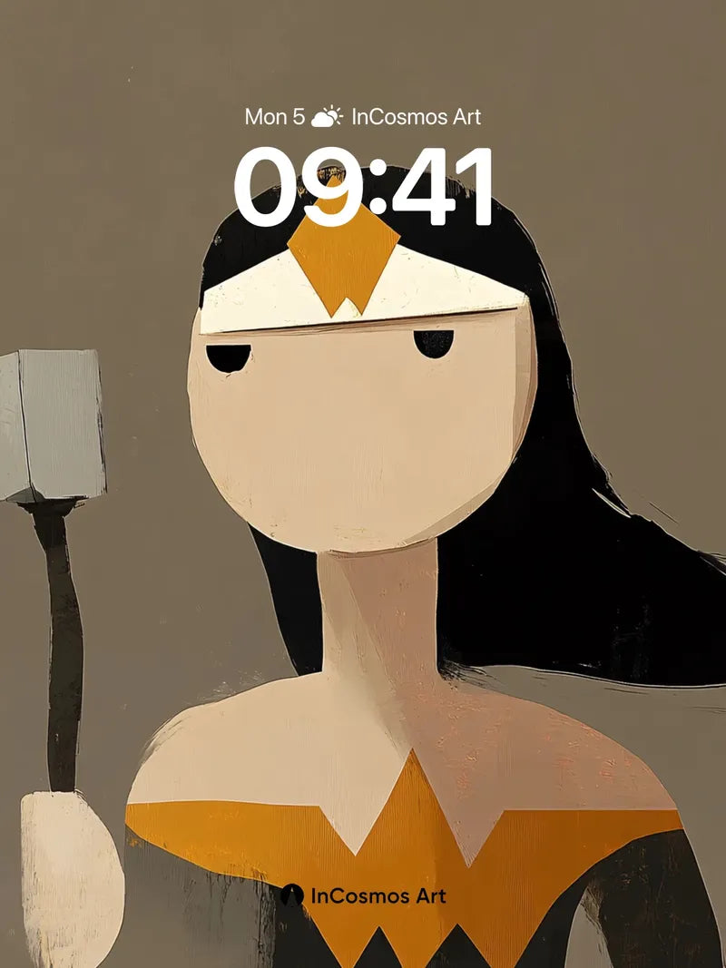 Geometric Grace Wallpaper with Golden Crown