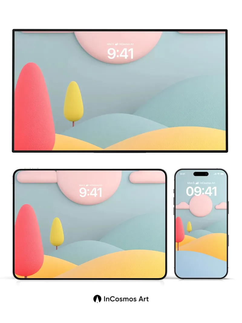 Soft Hush Wallpaper with Pastel Hills