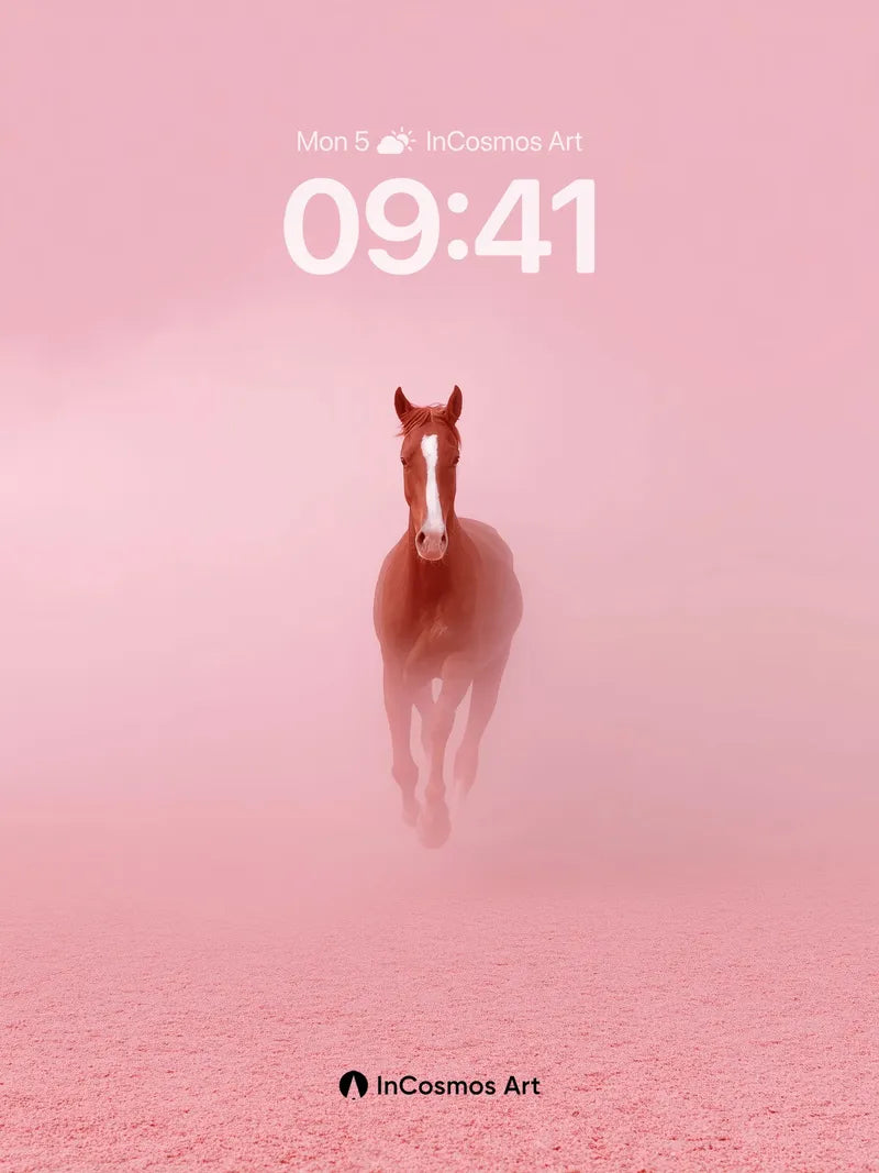 Surreal Rose Mirage Wallpaper with Floating Horse wallpaper for iPhone, iPad & Mac