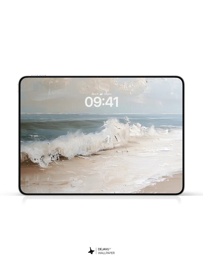 8K Minimal Aesthetic Abstract Beach Painting Wallpaper