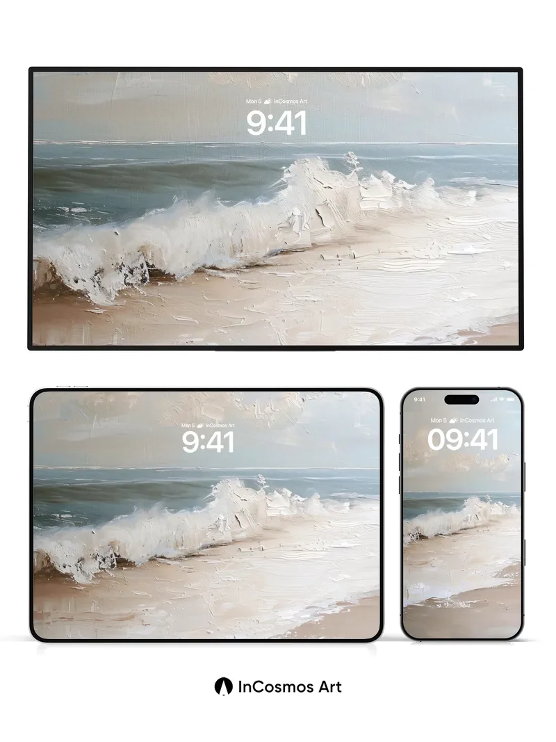 Serenity of Seafoam Wallpaper with Textured Brushwork