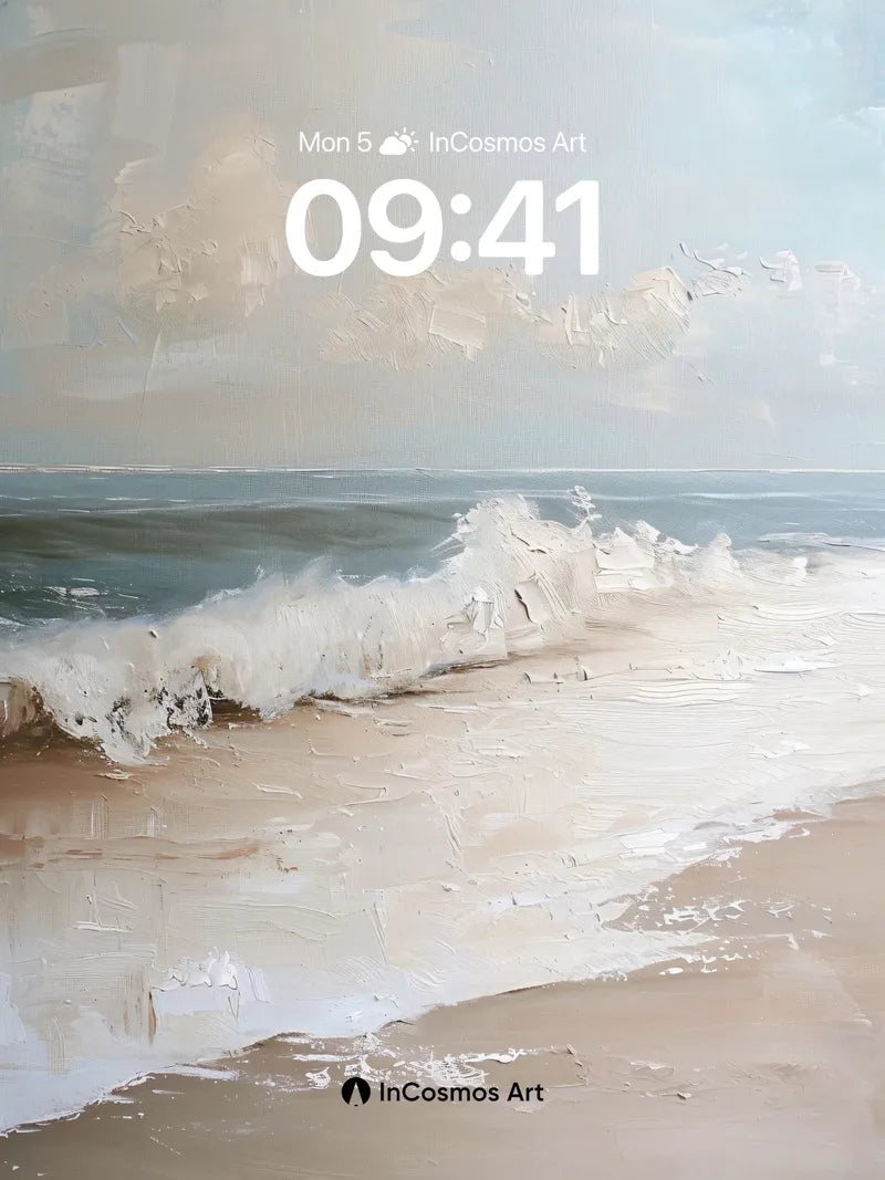 Serenity of Seafoam Wallpaper with Textured Brushwork