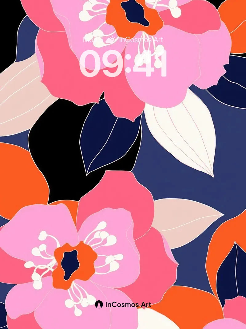 Bold Bloom Wallpaper with Midnight Leaves