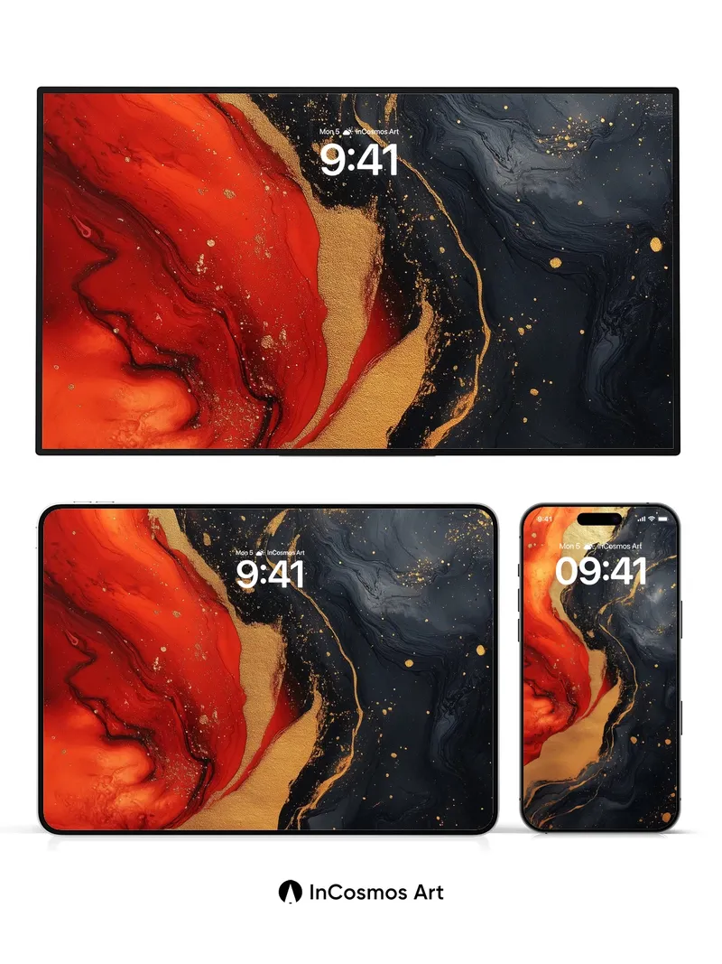 Lava Veil Wallpaper with Golden Fractures