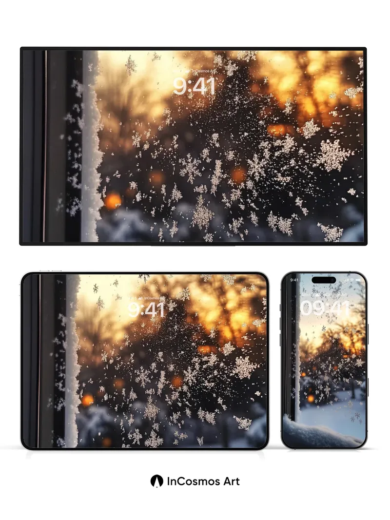 Frost Whisper Wallpaper with Golden Horizon