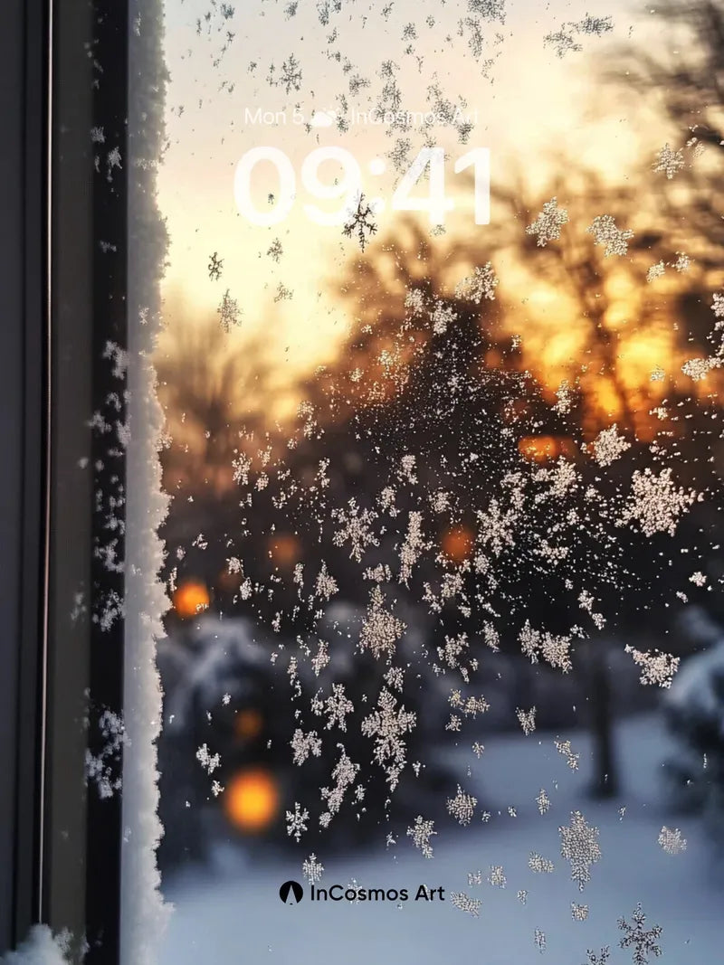 Frost Whisper Wallpaper with Golden Horizon