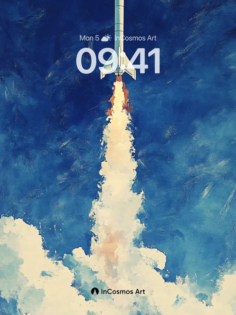 Cobalt Ascent Wallpaper with Fiery Trail wallpaper for iPhone, iPad & Mac