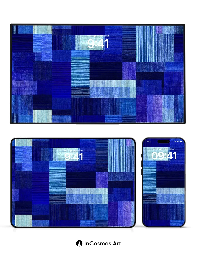 Deep Currents Wallpaper with Textured Blocks