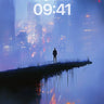 Neon Mirage Wallpaper with Floating Silhouette wallpaper for iPhone, iPad & Mac