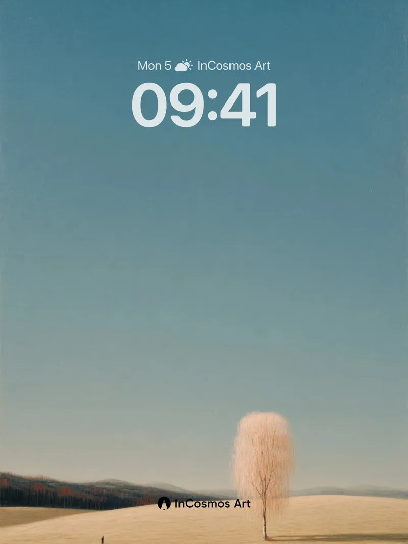 Solitary Willow Wallpaper in Soft Haze wallpaper for iPhone, iPad & Mac