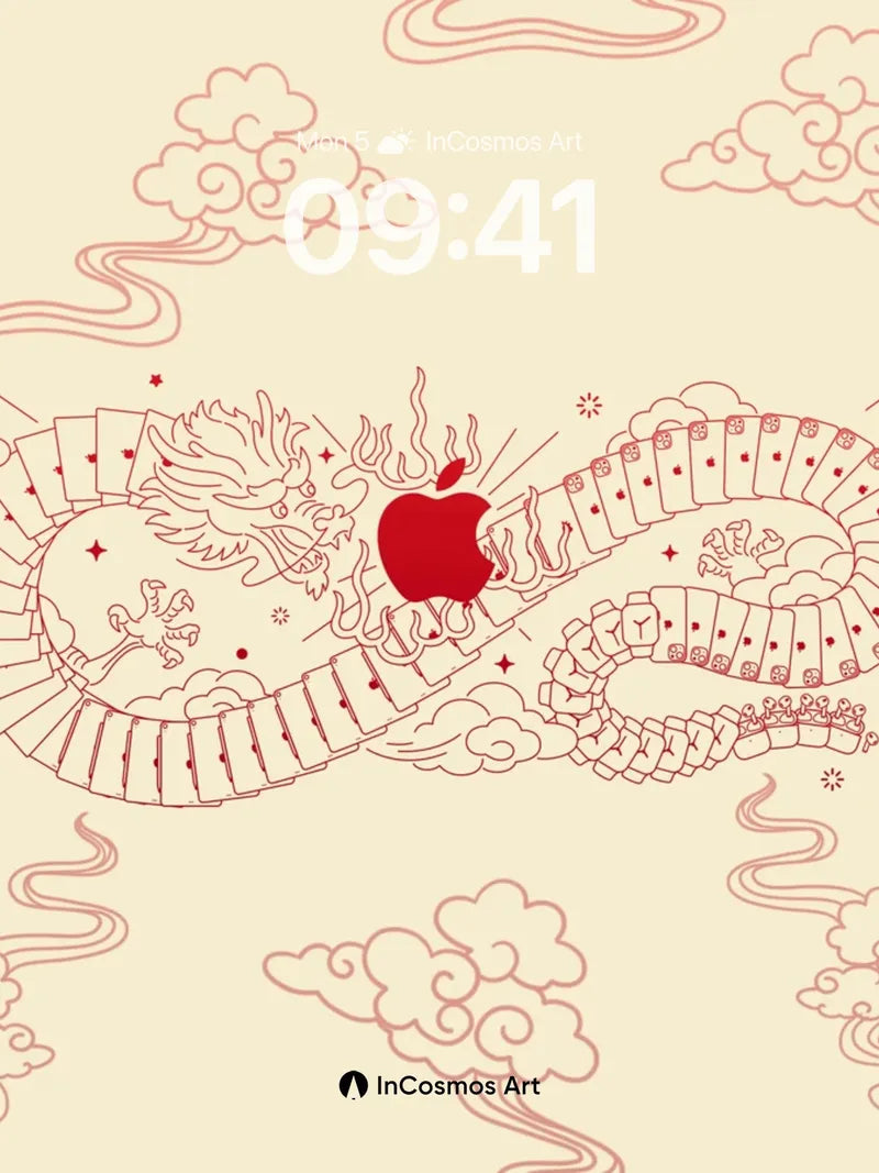 Serene Dragon Wallpaper with Apple Core