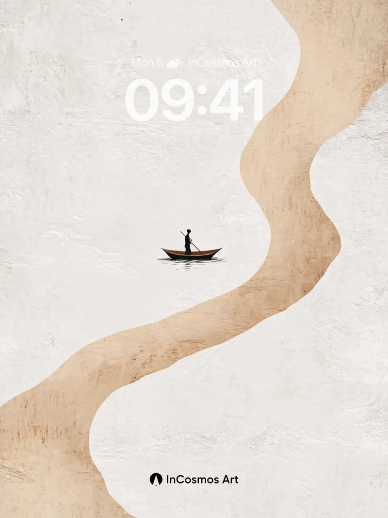 Serenity River Wallpaper with Solitary Paddle