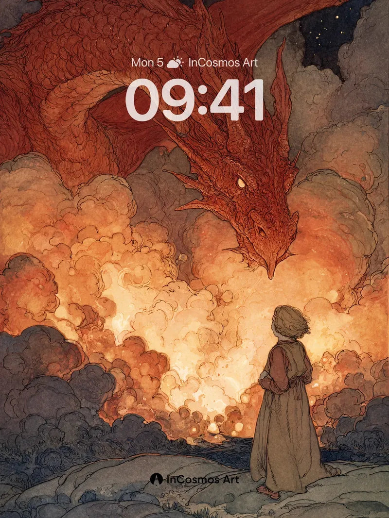 Ember Gaze Wallpaper with Celestial Dragon wallpaper for iPhone, iPad & Mac