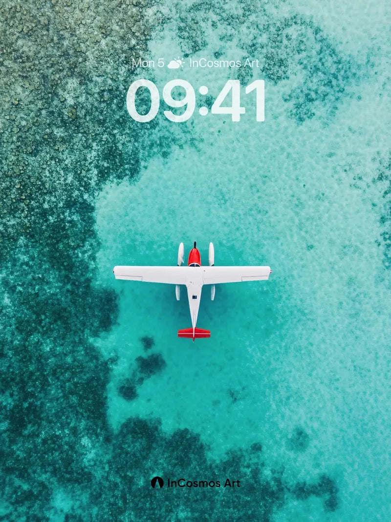 Serene Skyline Wallpaper with Floating Plane