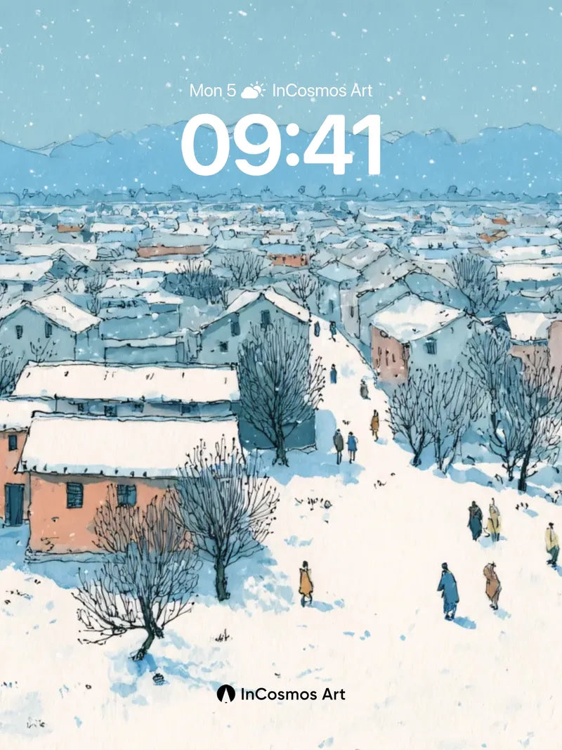 Silent Snowfall Wallpaper with Village Hush
