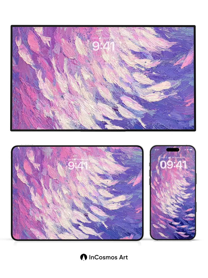 Whispering Feather Wallpaper with Swirling Hues