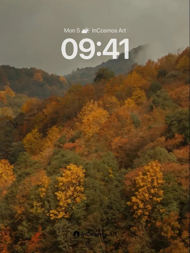 Misty Autumn Hush Wallpaper with Golden Canopy