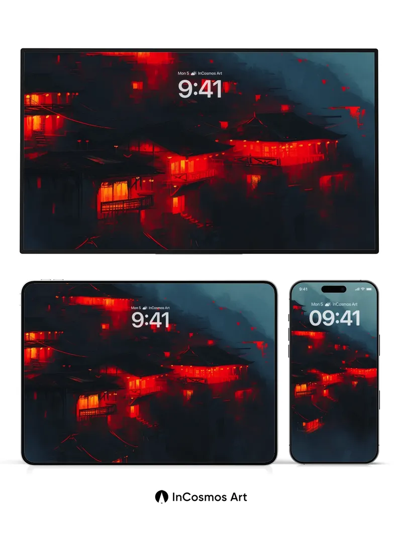 Crimson Hush Wallpaper with Mountain Veil