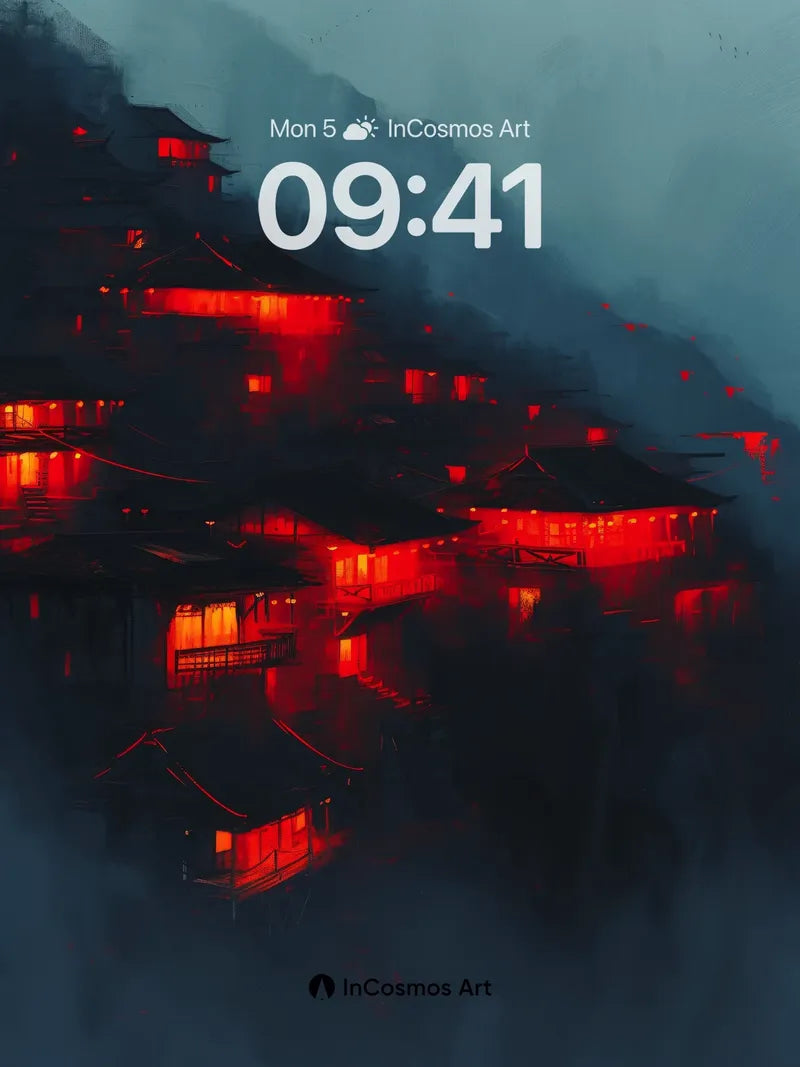 Crimson Hush Wallpaper with Mountain Veil