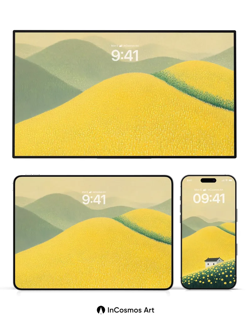 Golden Hush Wallpaper with Dandelion Whispers