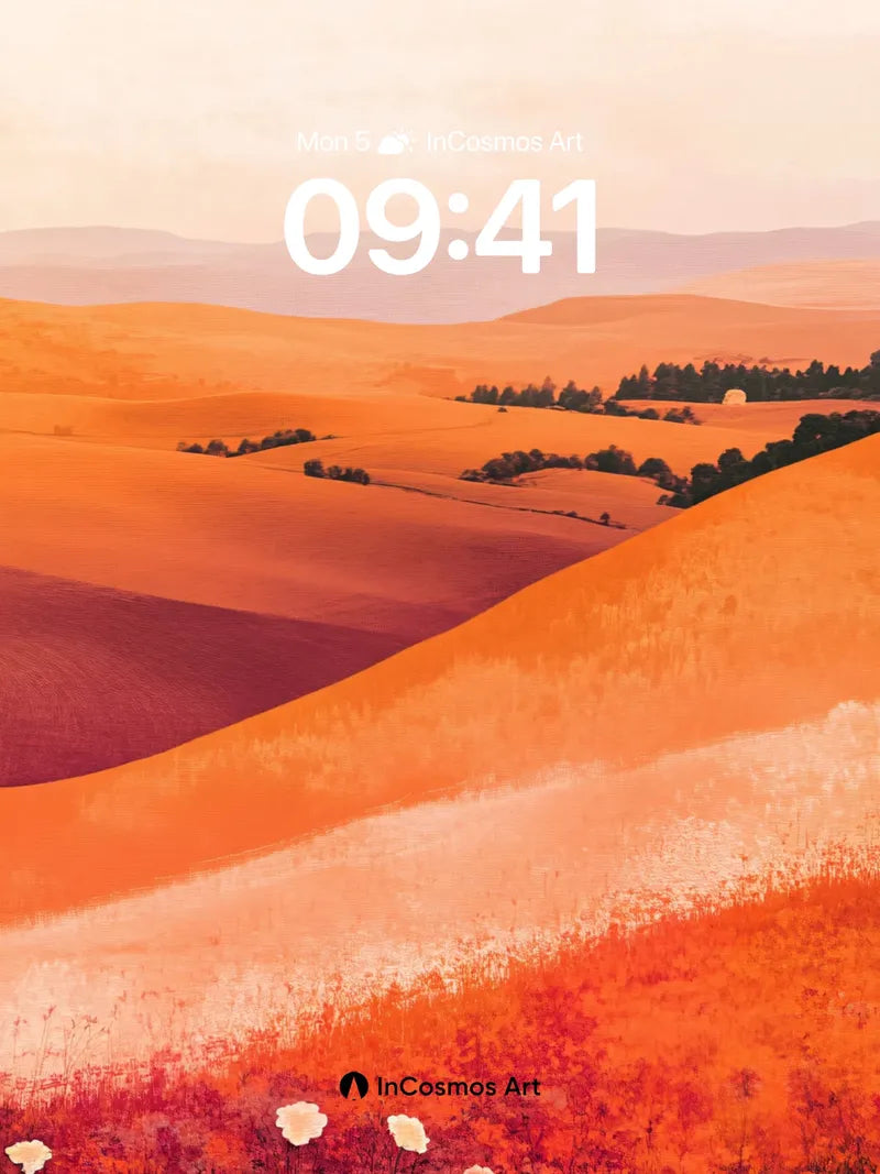 Crimson Dunes Wallpaper with Whispering Poppies