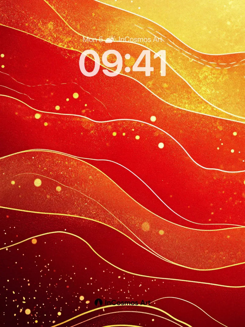 Fiery Wave Wallpaper with Golden Veins
